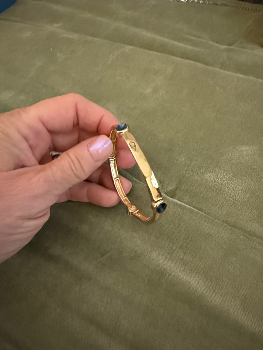 Park Lane Gold-Tone Bangle with Blue Cabochons